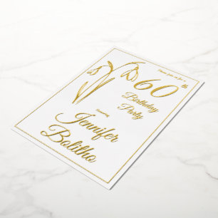 Invitation En Aluminium 60e Anniversaire Snowdrop Floral Noir Et Blanc