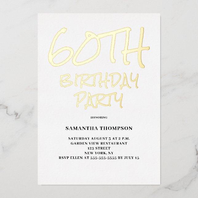 Invitation En Aluminium 60e fête d'anniversaire (Recto)