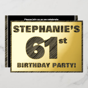 Invitation En Aluminium 61e fête d'anniversaire — Bold, Faux Wood Grain Te