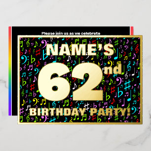 Invitation En Aluminium 62e fête d'anniversaire — Symboles de musique amus