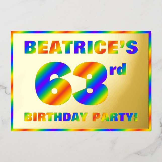 Invitation En Aluminium 63e fête d'anniversaire — Amusant, Rainbow Spectru (Recto)