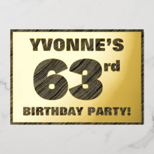 Invitation En Aluminium 63e fête d'anniversaire — Gras, Faux Wood Grain Te