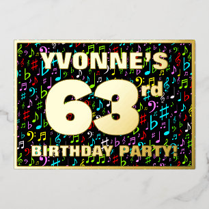 Invitation En Aluminium 63e fête d'anniversaire — Symboles de musique amus
