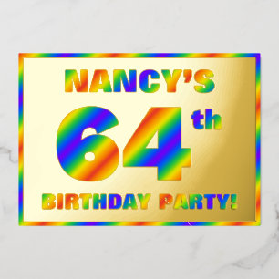 Invitation En Aluminium 64e fête d'anniversaire — Amusant, Rainbow Spectru
