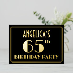 Invitation En Aluminium 65e fête d'anniversaire : Art Déco Look "65", avec