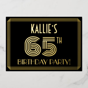 Invitation En Aluminium 65e fête d'anniversaire — Art Déco Style "65" + No