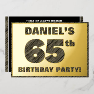 Invitation En Aluminium 65e fête d'anniversaire — Bold, Faux Wood Grain Te