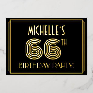Invitation En Aluminium 66e fête d'anniversaire — Art Déco Style "66" + No