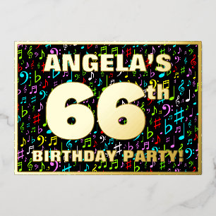 Invitation En Aluminium 66e fête d'anniversaire — Symboles de musique amus