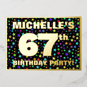 Invitation En Aluminium 67e fête d'anniversaire — Amusant, Colorful Stars 