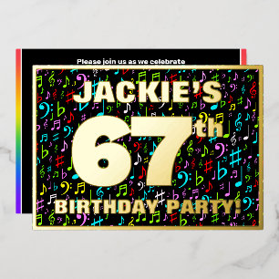 Invitation En Aluminium 67e fête d'anniversaire — Symboles de musique amus