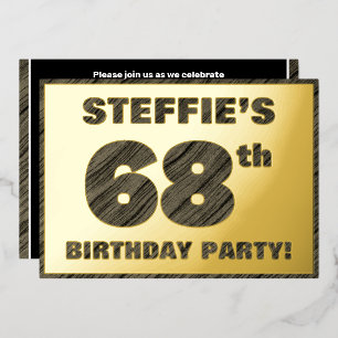Invitation En Aluminium 68e fête d'anniversaire — Bold, Faux Wood Grain Te