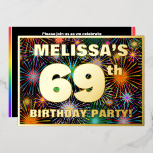Invitation En Aluminium 69e fête d'anniversaire — Amusant, Feu d'artifice 