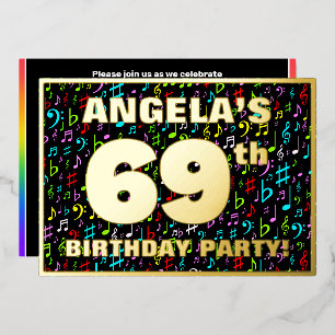 Invitation En Aluminium 69e fête d'anniversaire — Symboles de musique amus