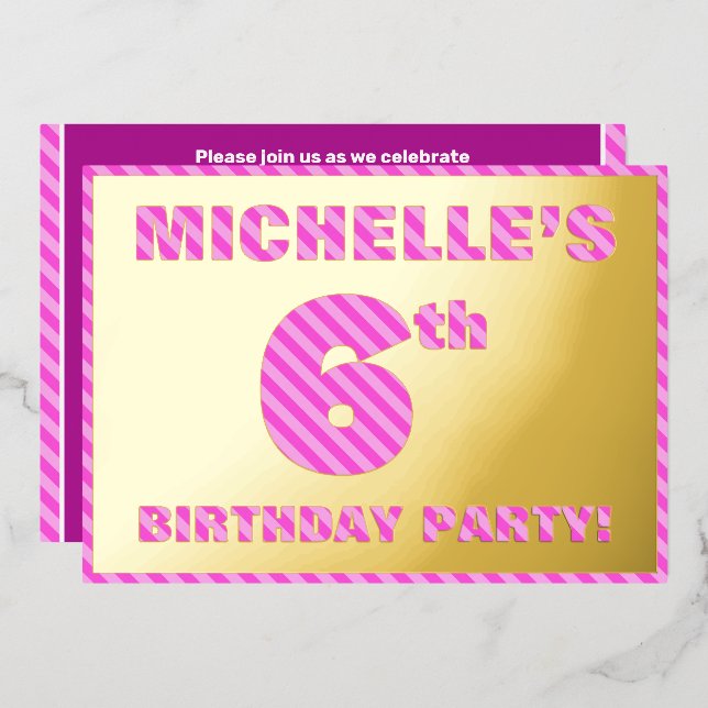 Invitation En Aluminium 6e fête d'anniversaire — Audacieux, amusant, rayur (Recto/Verso)