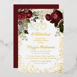 Invitation En Aluminium 70 ans et Fabuleuse Fête d'anniversaire Rose Flora