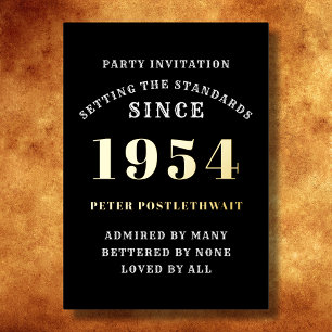 Invitation En Aluminium 70e Anniversaire 1954 Noir Or Personnalisé Pour Lu