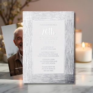 Invitation En Aluminium 70e fête d'anniversaire personnalisée Argent Textu