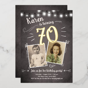 Invitation En Aluminium 70e Photo Rétro Vintage Soixante-dix Anniversaire