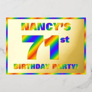 Invitation En Aluminium 71e fête d'anniversaire — Amusant, Rainbow Spectru