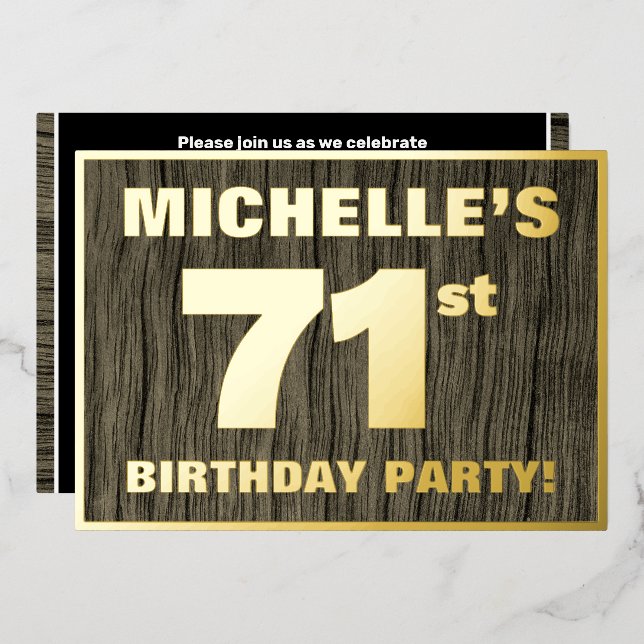 Invitation En Aluminium 71e fête d'anniversaire : Gras, Motif de grains de (Recto/Verso)
