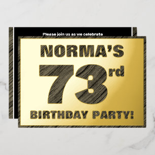 Invitation En Aluminium 73e fête d'anniversaire — Gras, Faux Wood Grain Te