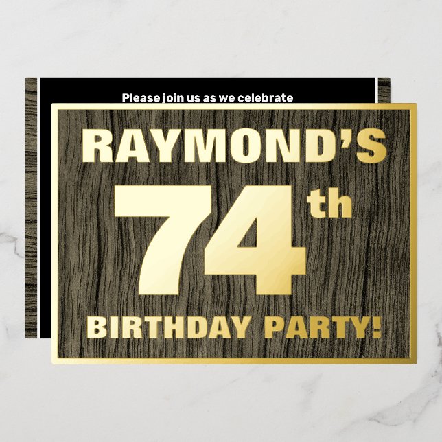 Invitation En Aluminium 74e fête d'anniversaire : Bold, Motif de céréales  (Recto/Verso)