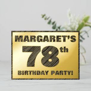 Invitation En Aluminium 78e fête d'anniversaire — Bold, Faux Wood Grain Te