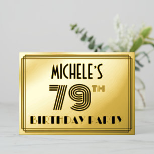 Invitation En Aluminium 79e fête d'anniversaire — Art Déco Style "79" & No