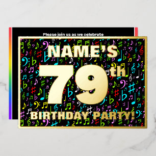 Invitation En Aluminium 79e fête d'anniversaire — Symboles de musique amus