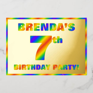 Invitation En Aluminium 7e fête d'anniversaire — Amusant, Rainbow Spectrum