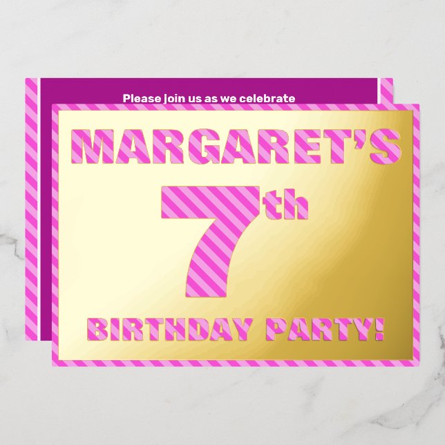 Invitation En Aluminium 7e fête d'anniversaire — Audacieux, amusant, rayur (Recto/Verso)