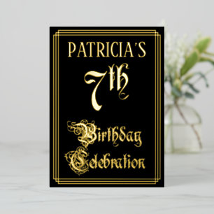 Invitation En Aluminium 7e fête d'anniversaire — Script fantaisie et nom p