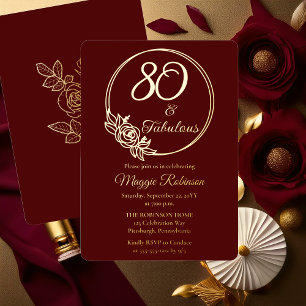 Invitation En Aluminium 80 ans et fabuleux Fête d'anniversaire de 80 ans t