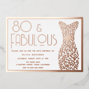 Invitation En Aluminium 80 & Fabulous Gold Gown Retro 80e anniversaire
