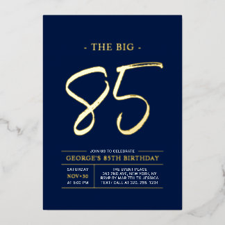 Invitation En Aluminium 80 | Soirée d'or moderne 85e anniversaire