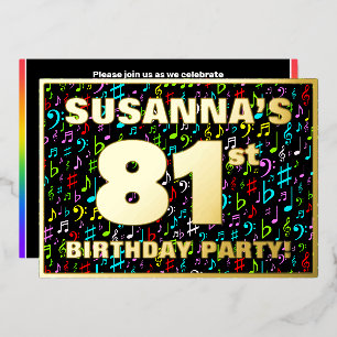Invitation En Aluminium 81e fête d'anniversaire — Symboles de musique amus