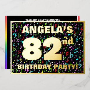 Invitation En Aluminium 82e fête d'anniversaire — Symboles de musique amus