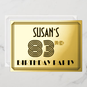 Invitation En Aluminium 83e fête d'anniversaire — Art Déco Style "83" & No