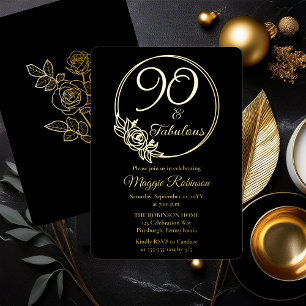 Invitation En Aluminium 90 et fabuleuse 90e fête d'anniversaire bloquée