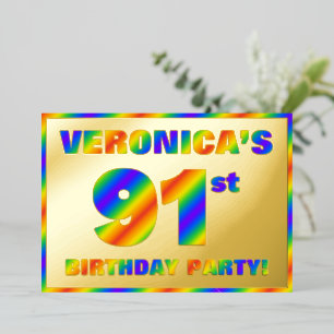 Invitation En Aluminium 91e fête d'anniversaire — Amusant, Rainbow Spectru