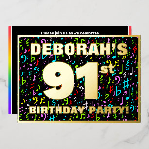 Invitation En Aluminium 91st Birthday Party — Fun, Colorful Music Symbols