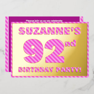 Invitation En Aluminium 92e fête d'anniversaire — Audacieux, amusant, rose
