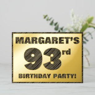 Invitation En Aluminium 93e fête d'anniversaire — Gras, Faux Wood Grain Te