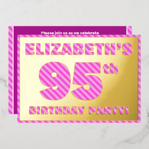 Invitation En Aluminium 95e fête d'anniversaire — Gras, amusant, rose rayu