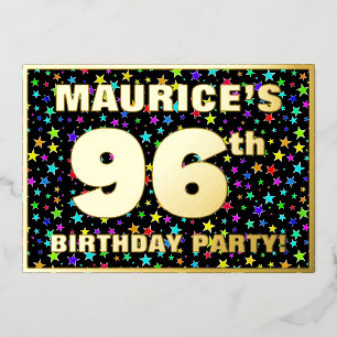 Invitation En Aluminium 96e fête d'anniversaire — Amusant, Colorful Stars 