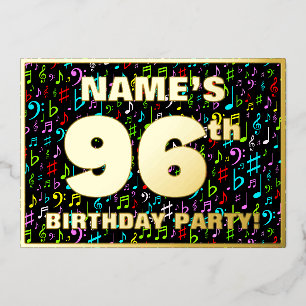Invitation En Aluminium 96th Birthday Party — Fun, Colorful Music Symbols