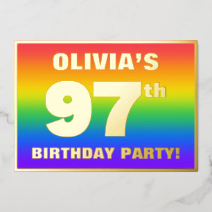 Invitation En Aluminium 97e fête d'anniversaire : Amusant, coloré Motif ar