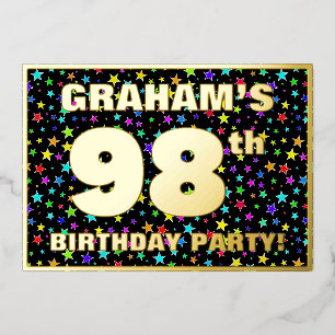 Invitation En Aluminium 98e fête d'anniversaire — Amusant, Colorful Stars 