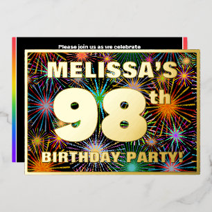 Invitation En Aluminium 98e fête d'anniversaire — Amusant, Feu d'artifice